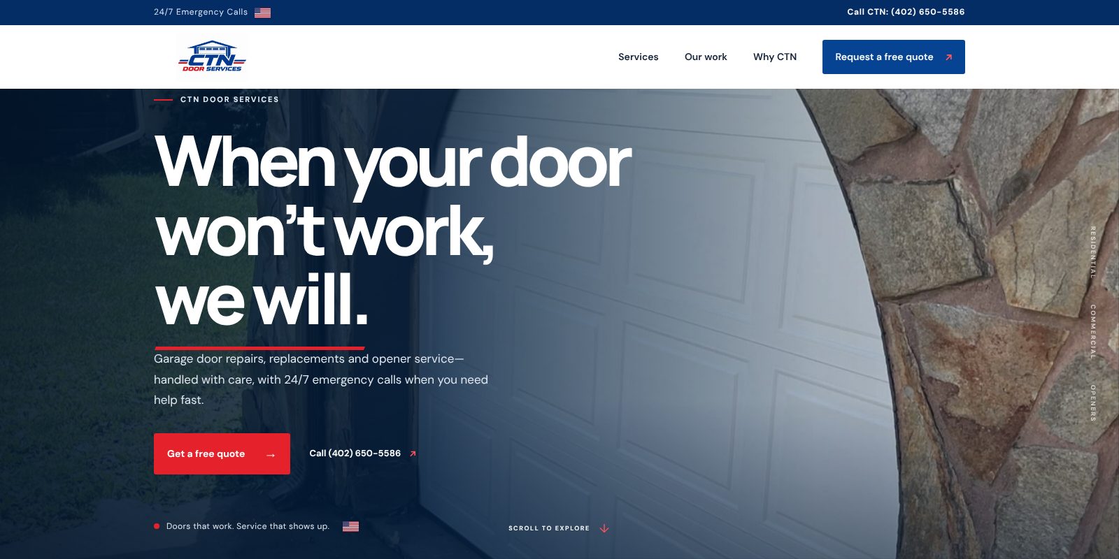CTN Door Services website