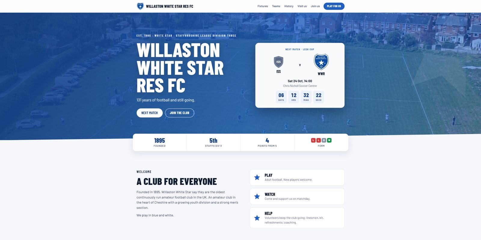 Willaston White Star website on desktop